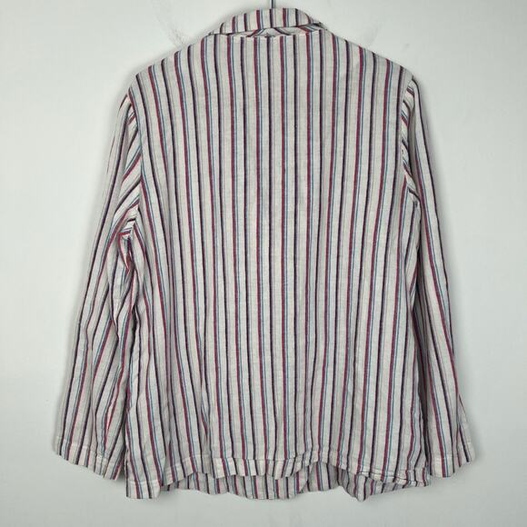 Anthropologie Dolan Women’s Size Medium Double Breast Anna Blazer Linen Striped - Picture 3 of 10